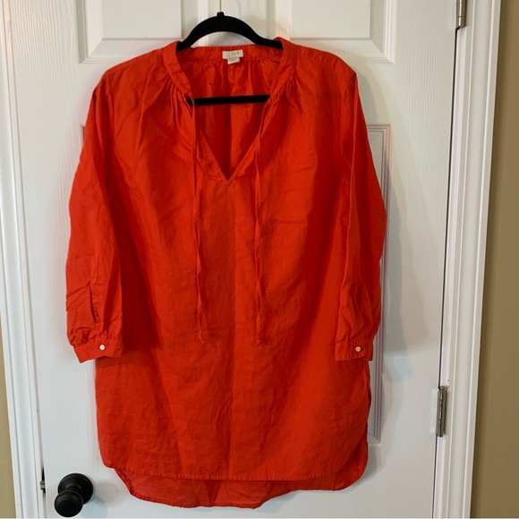 J. Crew Vibrant Red Linen-Cotton Blend Tunic Dress, size S - Picture 8 of 8